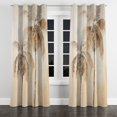 Quinebaug Minimalism Tropical Tranquility Palm Trees II - Traditional Velvet Grommet Curtain - 1 panel