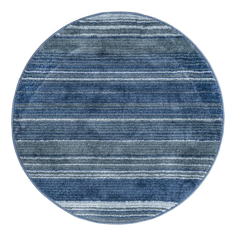 Osteen Striped Area Rug, Round 5'3", Blue
