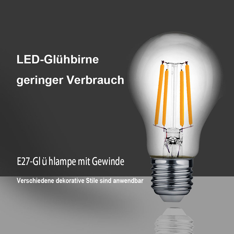 6-Pack 10W E27 LED Filament Bulbs