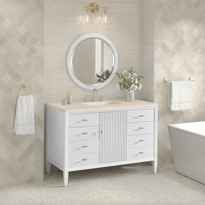 Myrrin 48'' W Single Vanity, White Zeus, Bright White, 8" Widespread