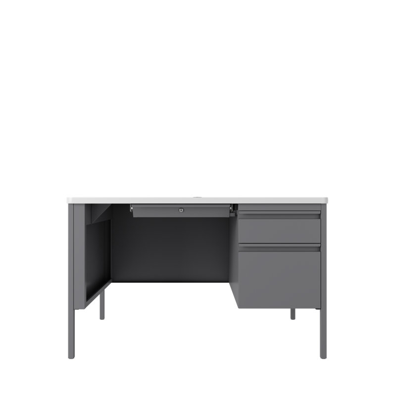 Bureau simple Alberto, Platine / Blanc