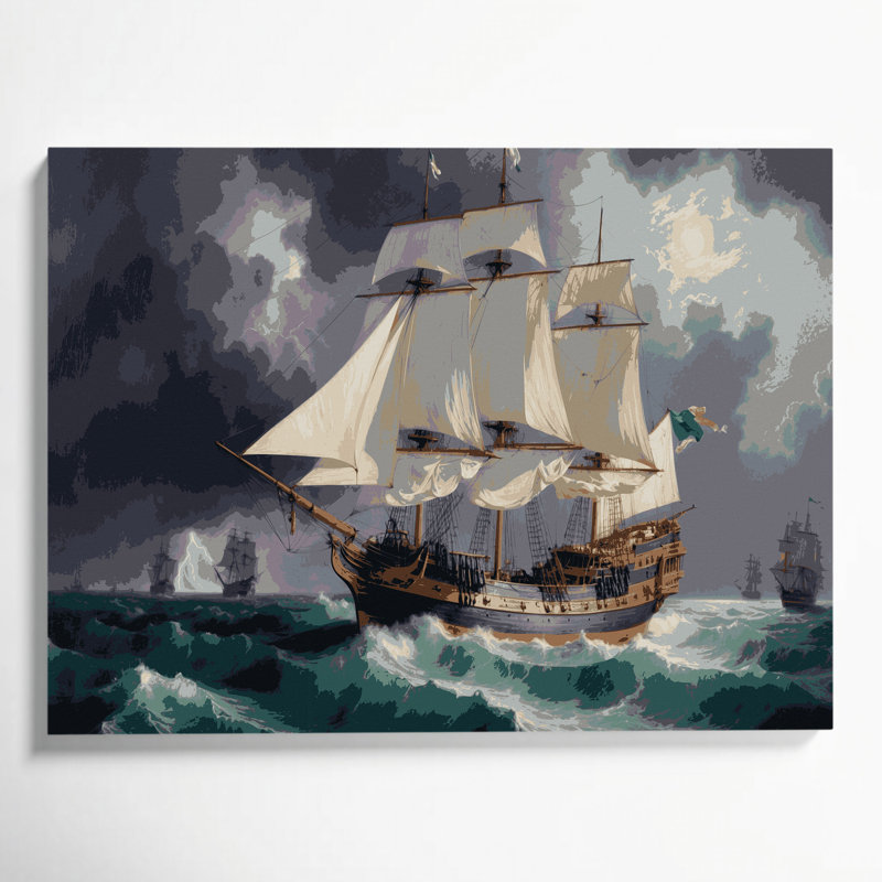 Art nautique gris sur toile, H 20 po x l 24 po