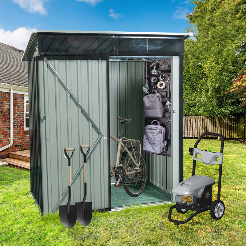 TC53BL 5Ft X 3Ft Outdoor Metal Storage Shed Transparent Plate, Black