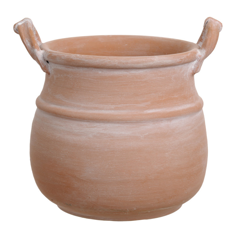 Pot à fleurs en terre cuite Kalyvakia, H 12,6 po x l 13 po x P 12 po, Blanc terre cuite