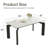 59" Modern White Sintered Stone Dining Table, Rectangular Kitchen Table with Sturdy Black Metal Legs, Seats 4-6 People