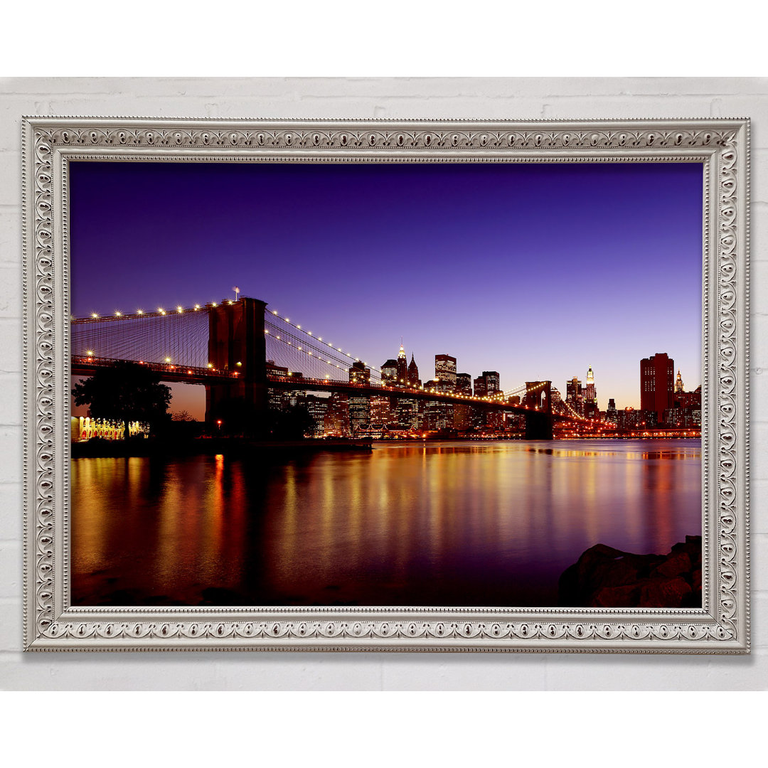 New York City Reflections Of Brooklyn Bridge - Einzelne Bilderrahmen Kunstdrucke