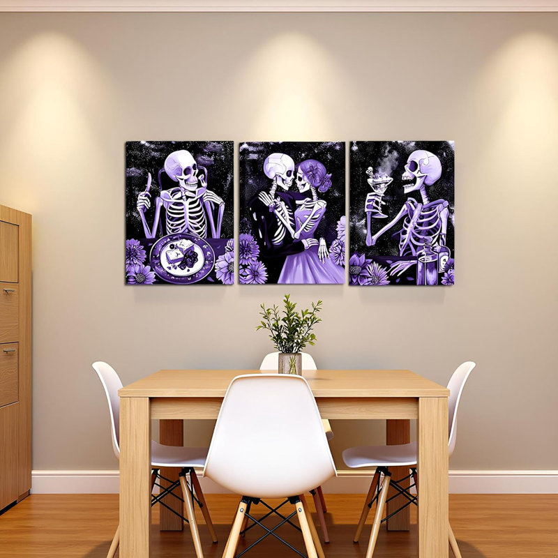 3 Piece Wrapped Canvas Print, Purple