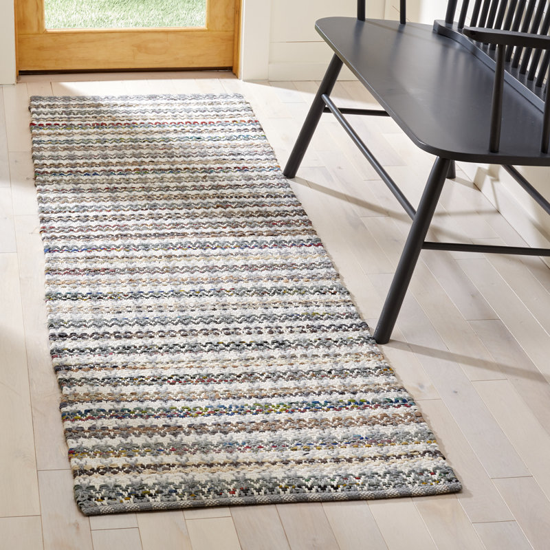 Ingleside Hand Woven Cotton Striped Rug, Runner 2'3" x 8'