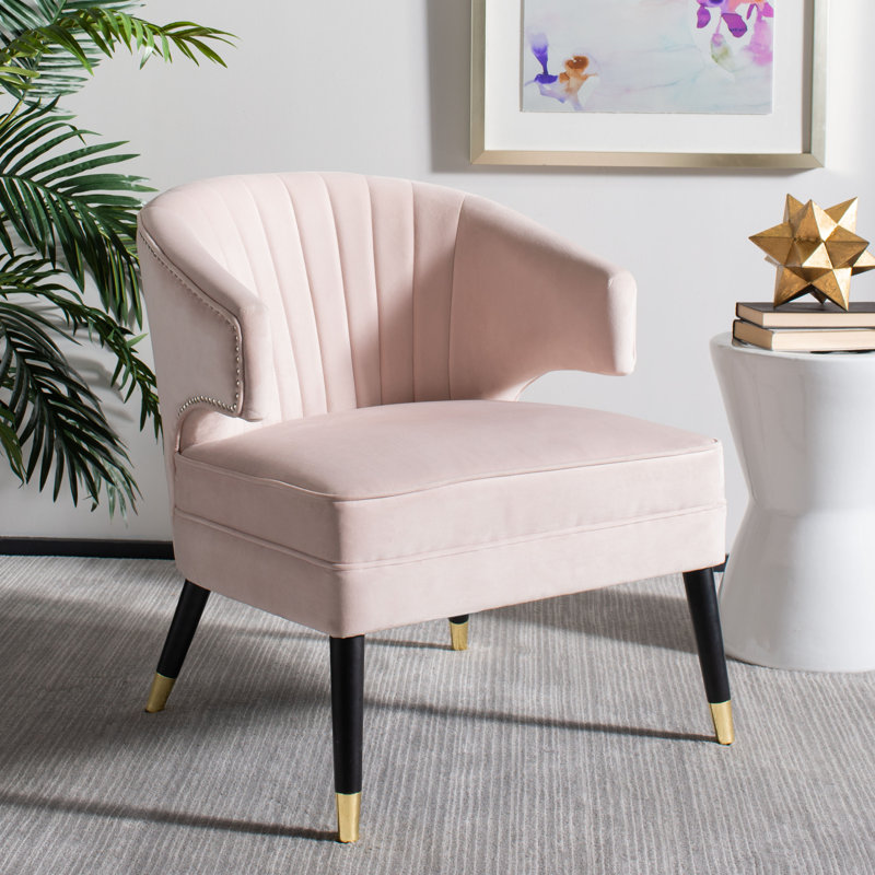 Velveteen Velvet Wingback Chair, Blush Pink Velvet