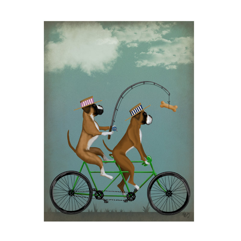 Art mural sur toile tendue - art mural Fab Funky «Boxer Tandem» pour le salon, la chambre à coucher ou le bureau - 14 x 19