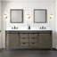 Meuble-lavabo double brun rustique 80 po X P 22 po D, ensemble de comptoir et robinet en quartz blanc-117970820-117970819