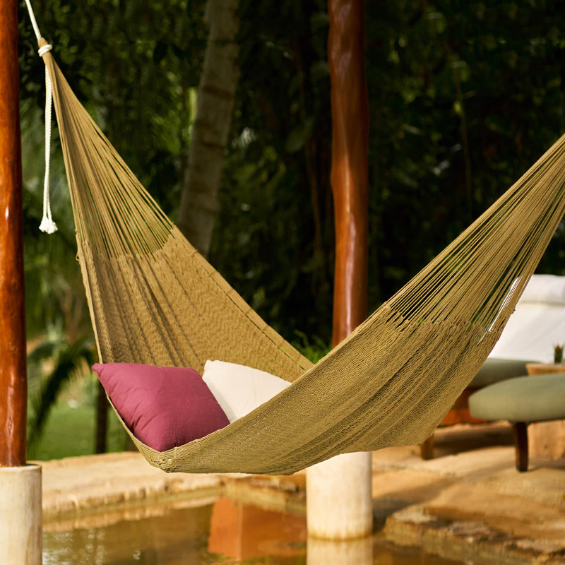 Hamac en corde de coton olive Uxmal (simple)