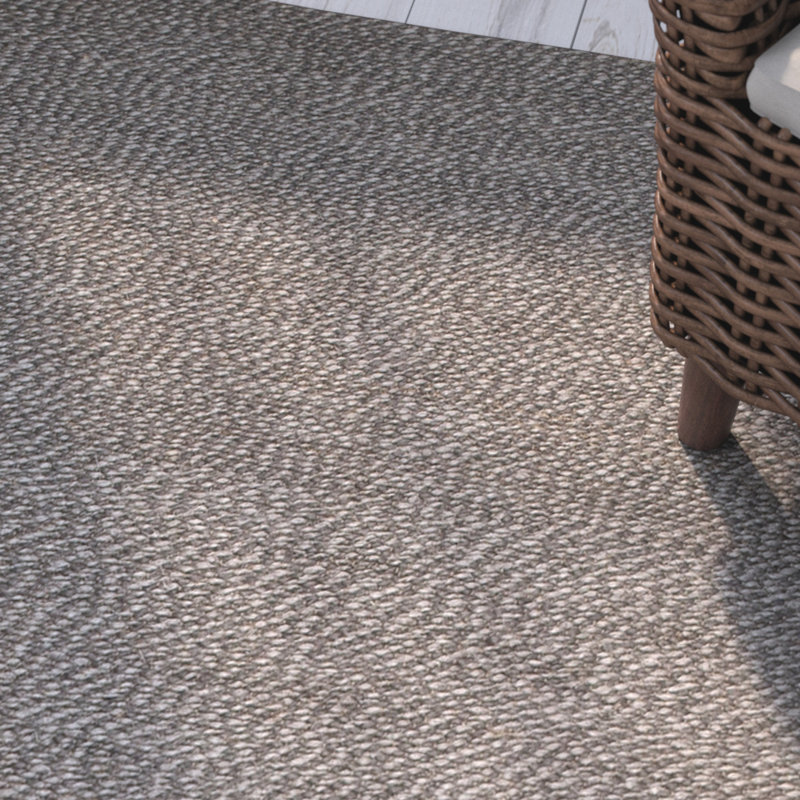Auckland Jute/Sisal Black/Gray Area Rug, Square 8'