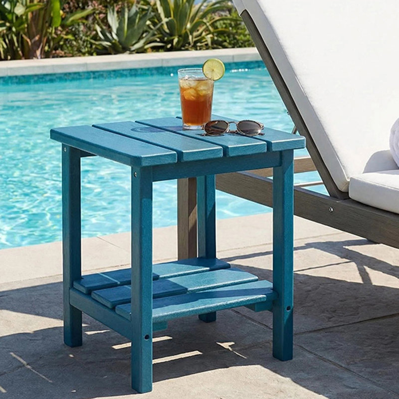 All Weather Adirondack Outdoor HDPE Side Table, Blue