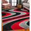 Tapis à poils longs rouge et noir-249637586