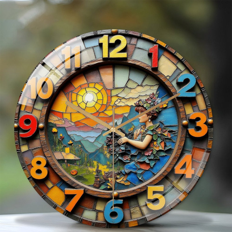 Horloge murale décorative rétro avec art artistique - Horloge murale moderne en verre 12 po