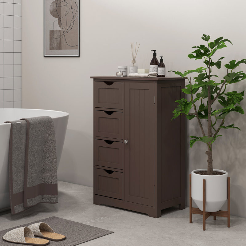 Armoire de salle de bain autoportante, Brun foncé