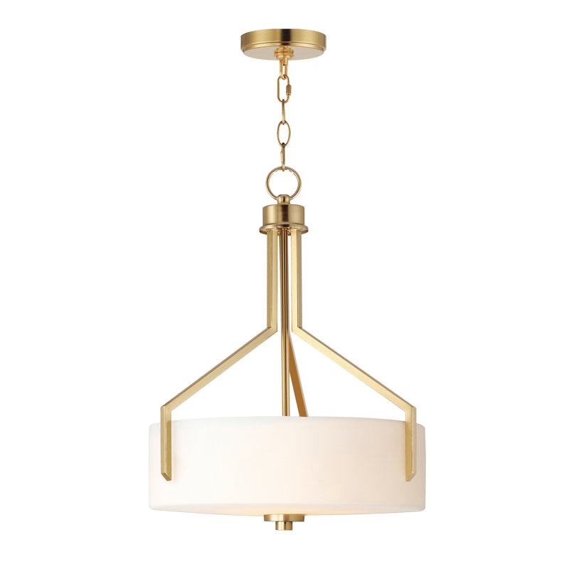 Luminaire suspendu simple à 3 lumières Ellcey, Laiton satiné
