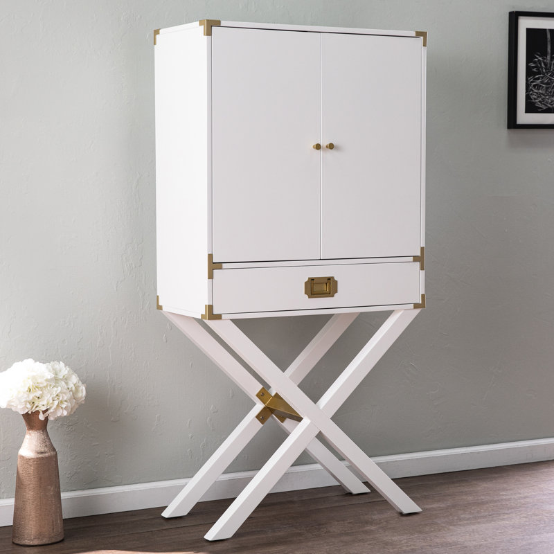 White Bar Cabinet With Ample Space - Entertain Guests Ease Tall Beverage Storage In 34 Package Width, Spacious