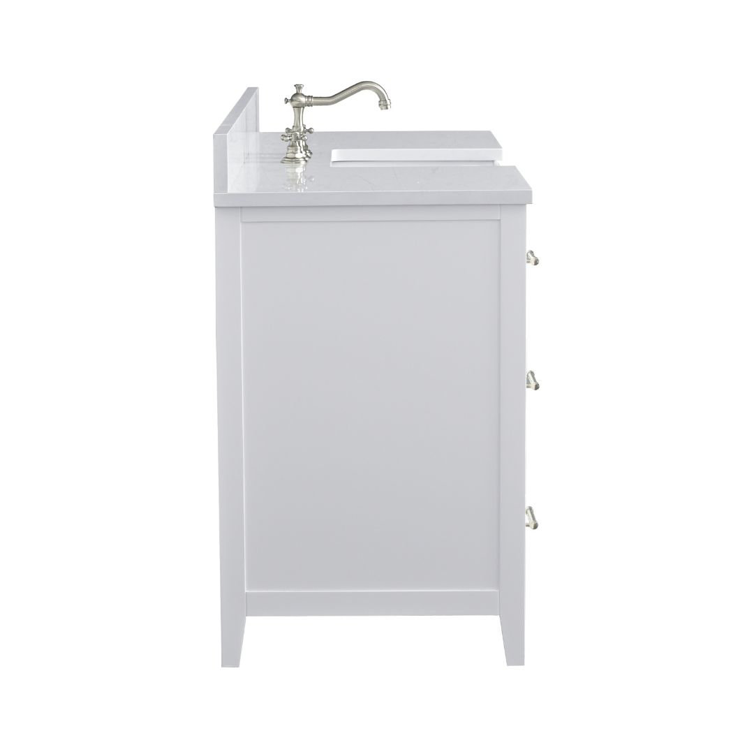 Aisa 60" Pine Single Bathroom Vanity, White/Brushed Nickel