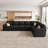 Caren L-shaped Sleeper Sectional Modular Sofa Bed With Storage Seat-115354121