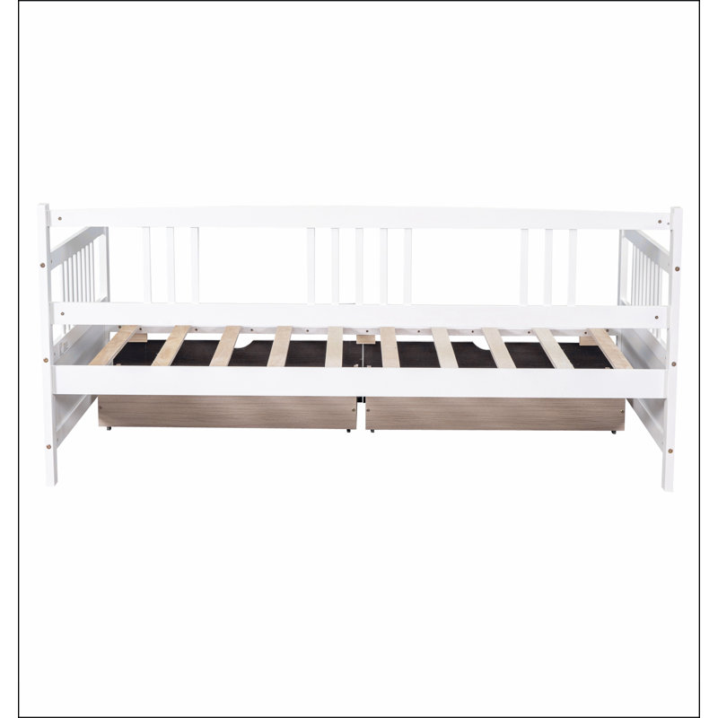 Daybed Wood Bed with Two Drawers, Twin, White