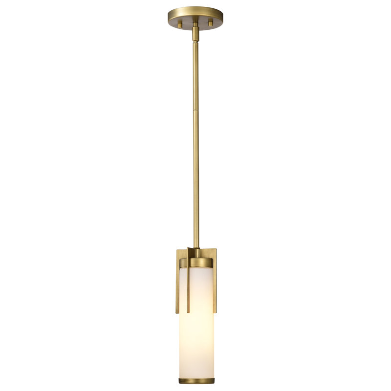 Anush - Mini Pendant - White Glass, Natural Brass