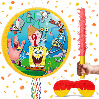 SpongeBob Round Pinata Party Decorations, 4 Pcs SpongeBob Large Round Pinatas Bundle for Birthday Party Suppies Set