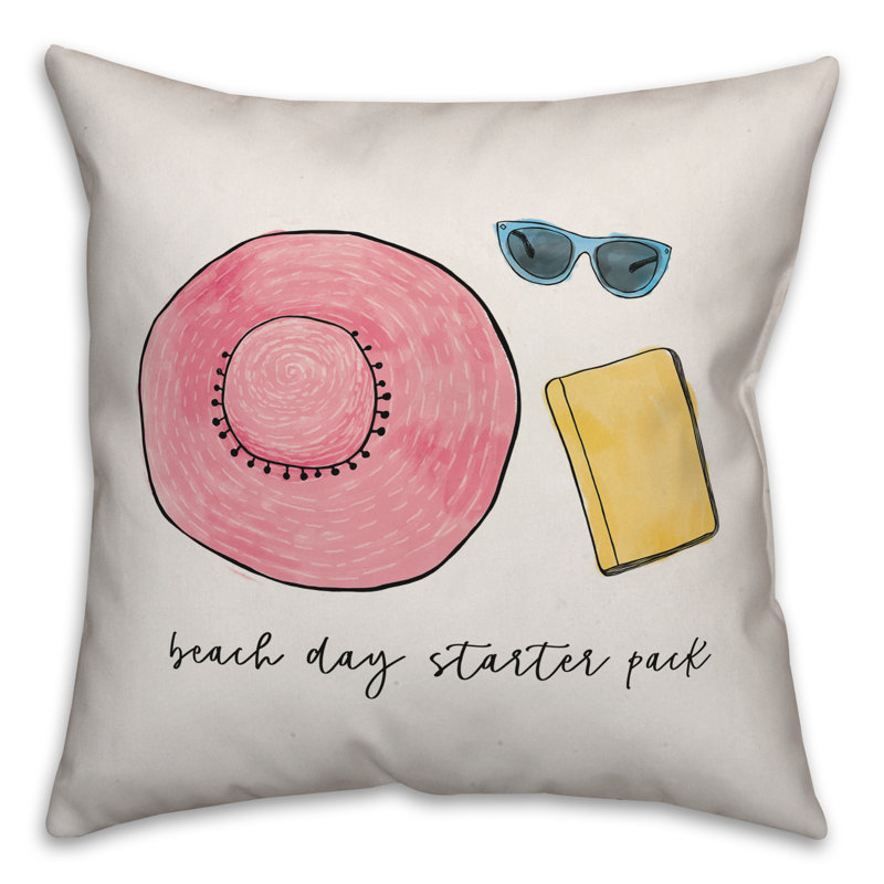 Beach Day Starter Pack Pillow Cover & Insert, Square 16", Polyester/Polyfill