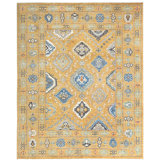 Hand Knotted Wool Area Rug in Gold