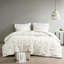 Édredon double / grand en coton blanc - 3 pièces de broderie élastique, rembourrage, bonnet caché d'hygiène et de qualité, 2 taies décoratives assorties en coton brodé, confort durable,-118651956