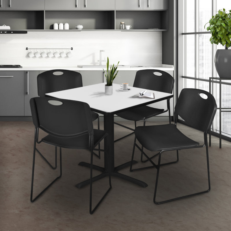 Table de salle à manger Neyland Cain, Acajou, Blue, 29" H x 36" L x 36" W