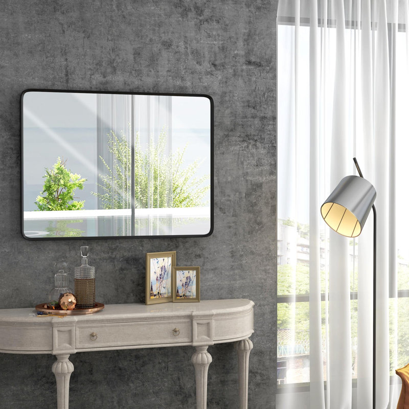 Miroir mural mural avec cadre en métal, 36 po x 24 po