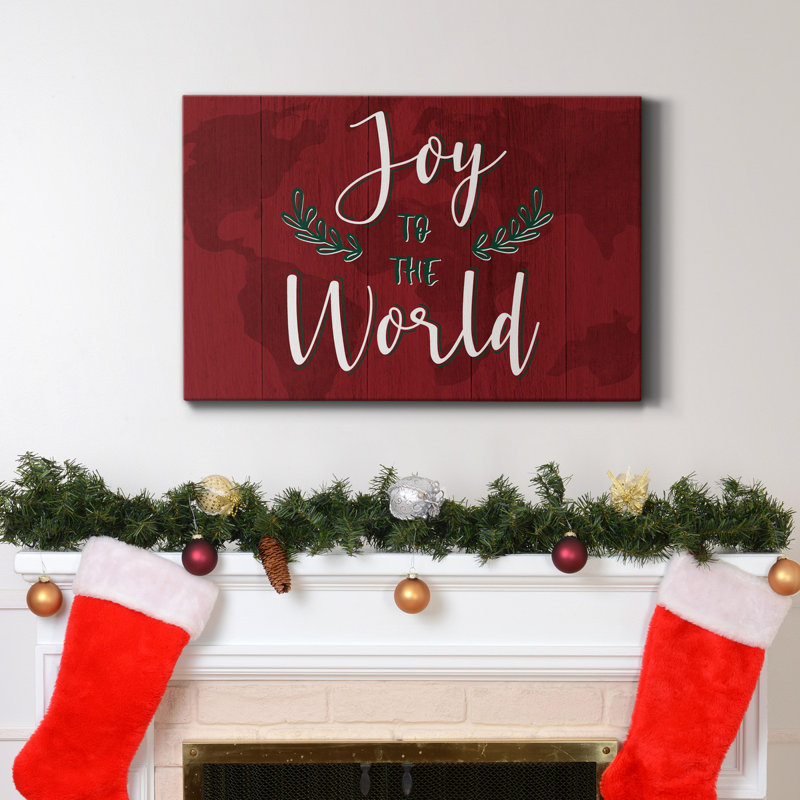 Joy To The World, toile tendue avec châssis de qualité supérieure - prête à être accrochée, H 18 po x l 27 po x P 1,5 po