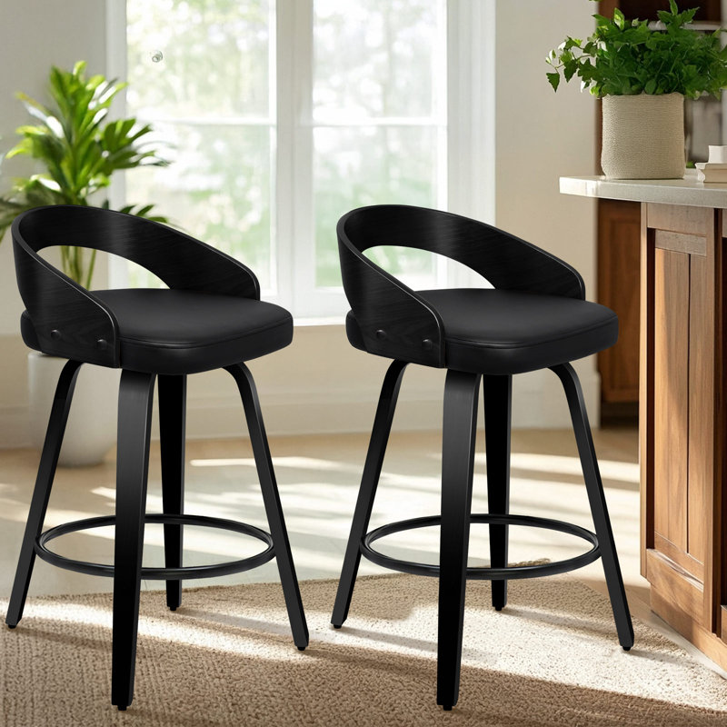 Swivel Upholstered Counter Stool with Metal Frame