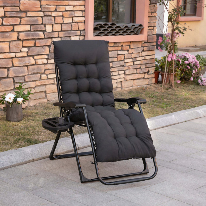 Chaise longue pliante avec coussin rembourré Outsunny, Noir