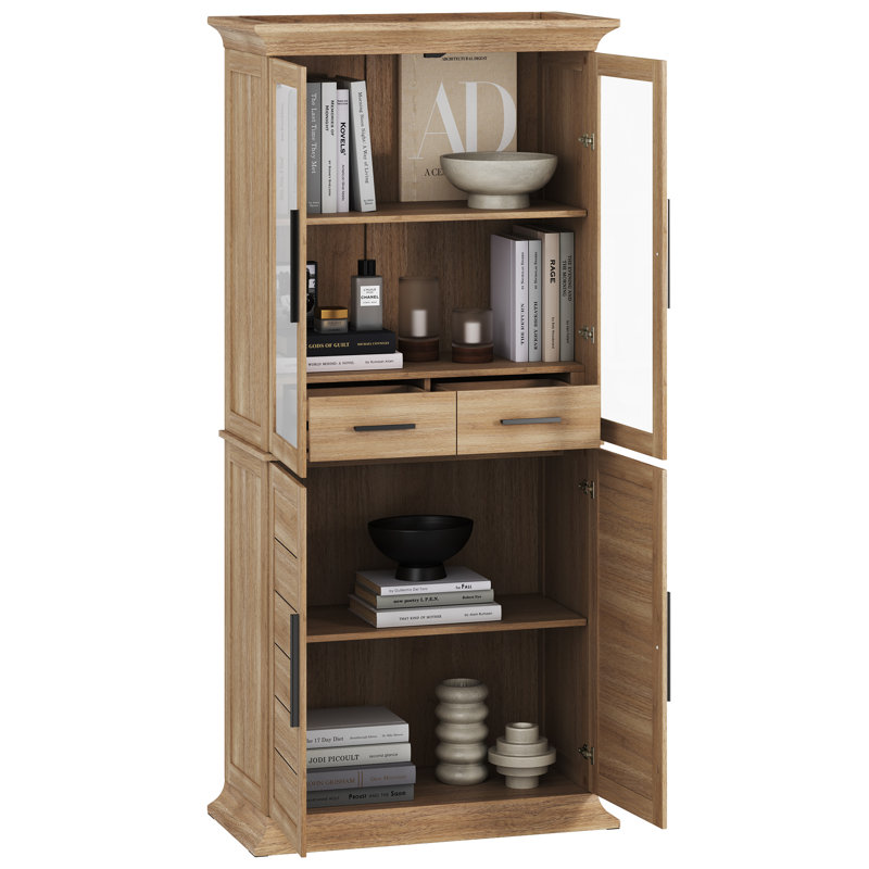 Armoire de rangement de 72 po de hauteur avec tablettes et tiroirs réglables, armoire autoportante avec amplement d'espace de rangement pour la cuisine, la salle à manger et le salon