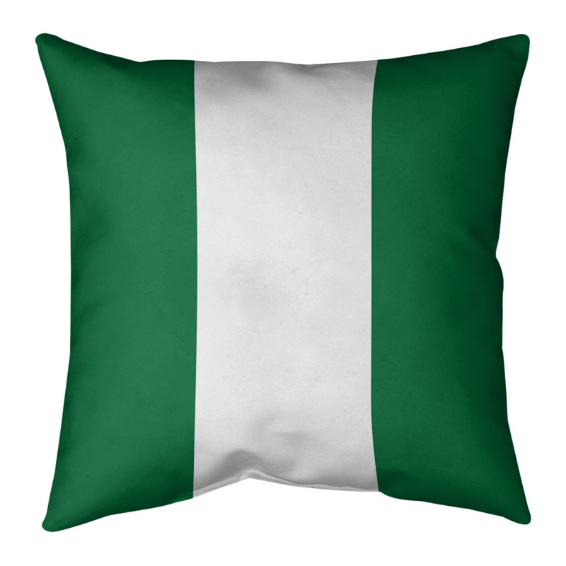 Housse de coussin, 20 po x 20 po, Vert / blanc, Simili lin