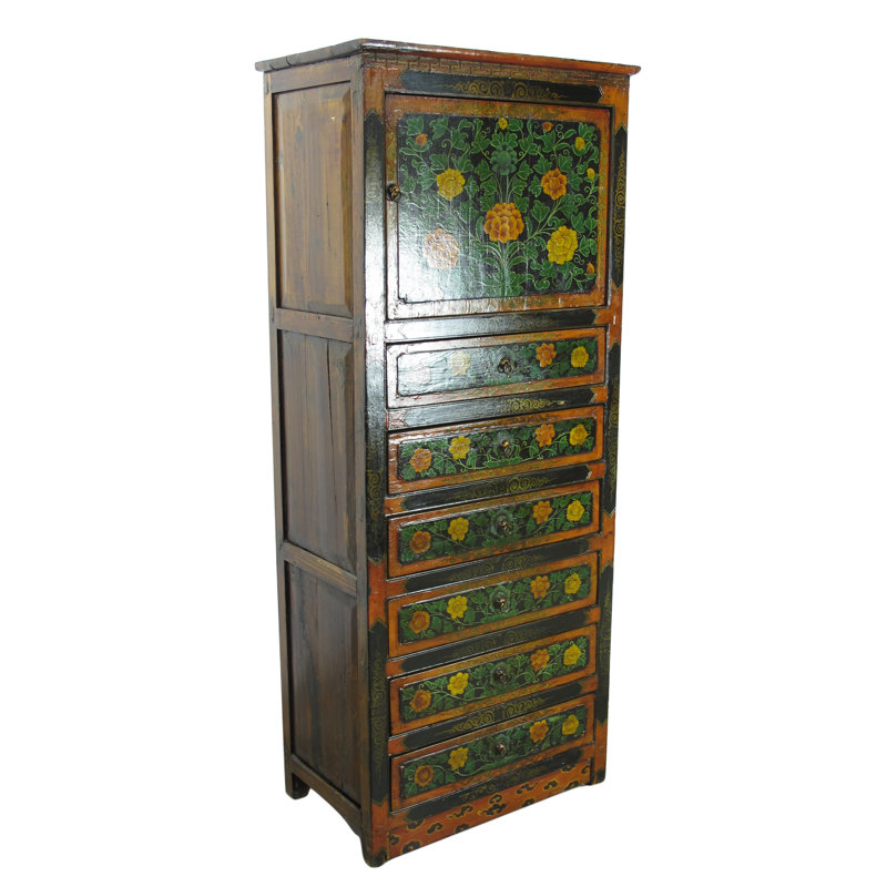 Buffet décoratif à 2 portes en bois massif
