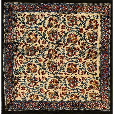 Block Print Kalamkari Paisley Floral Set of Four Cotton Napkins