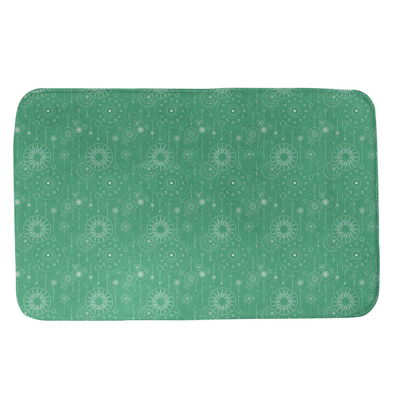 Tapis pour salle de bain astrologie Leffel, l 21 po x L 34 po, Vert