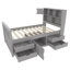 Lit plateforme simple gris avec rangement pour bibliothèque et 4 tiroirs-871458909