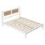 Grand lit minimaliste avec tête naturelle - Chambre à coucher, plateforme à la mode pour tête de lit, élégant et blanc