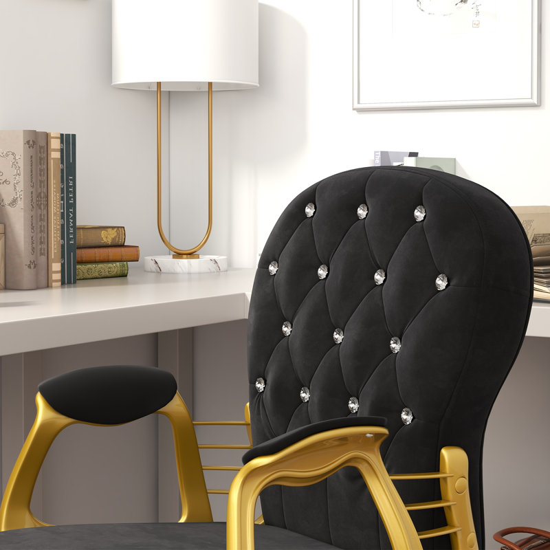 Jaimy Velvet Task Chair, Cream