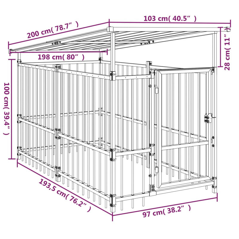Wilfred 128cm H Steel Kennel