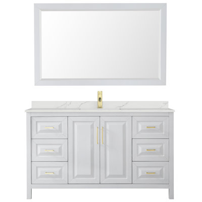 Ensemble de meuble-lavabo simple 60 po avec plateau en quartz Daria