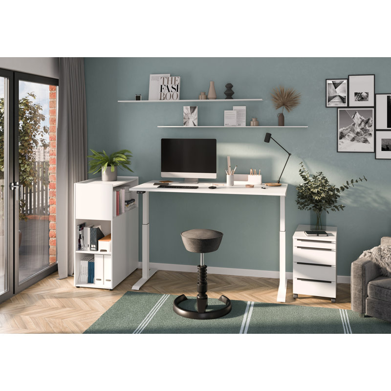 Mastandrea Adjustable Height Standing Desk, 91cm H x 140cm W x 80cm D, White