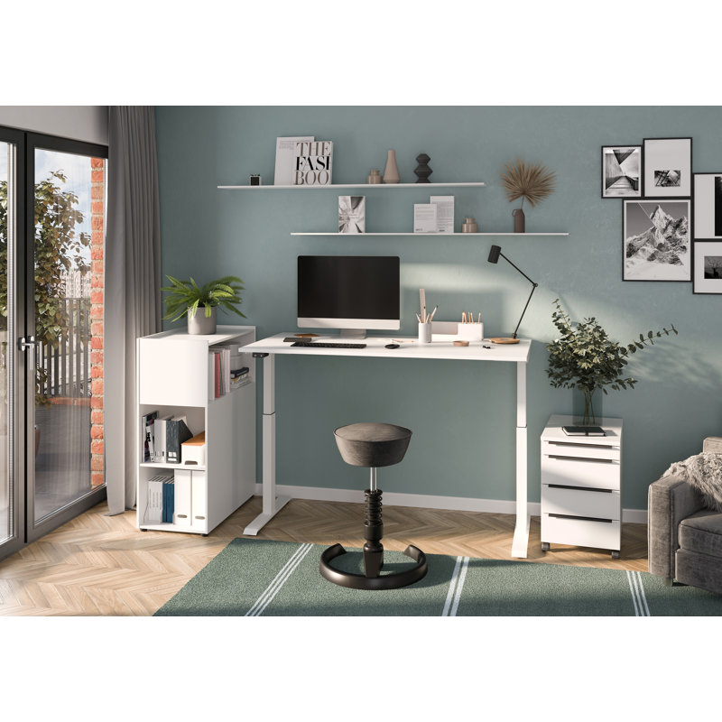 Mastandrea Adjustable Metal Base Standing Desk, 91cm H x 120cm W x 80cm D, White