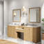 Élégant meuble-lavabo à double cuve de 84 pouces, en bois massif et en pierre reconstituée, de style moderne