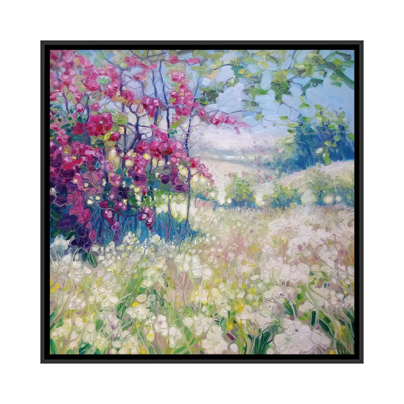 Printemps pré dans le Sussex, H 18 po x l 18 po x P 1,5 po, Toile avec cadre noir